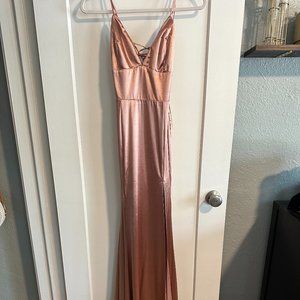 Dusty Rose Formal Tie-Back Formal Dress